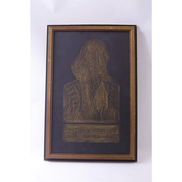Brass Rubbing, William Shakespeare, Tomb Rubbing, Portrait, Framed, Wall Hanging - Picture 1 of 4